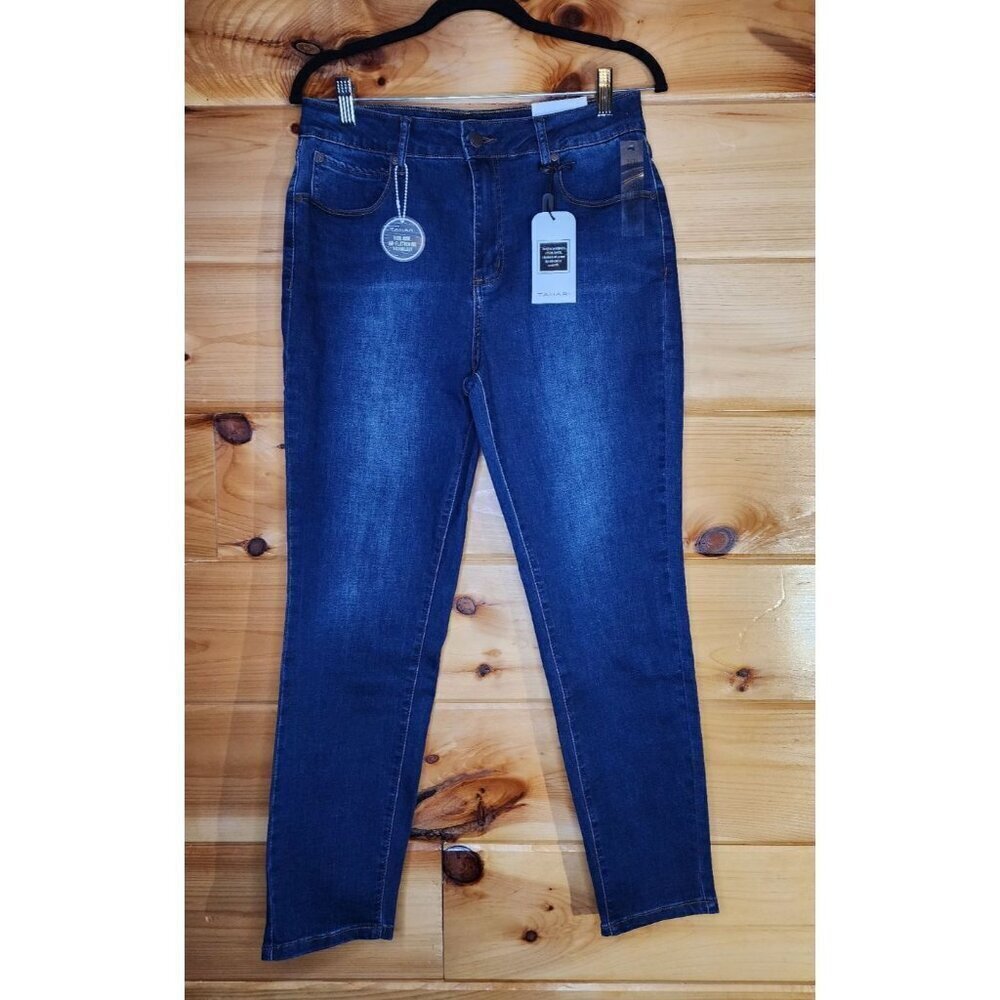 Women's Tahari Charlotte Double Button Luxe Skinny Jeans Size 12 New With Tags